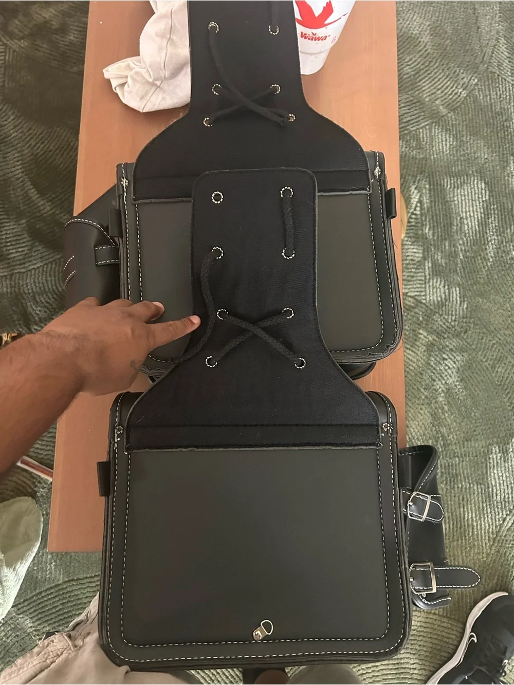 Kemi Moto leather motorcycle saddlebag